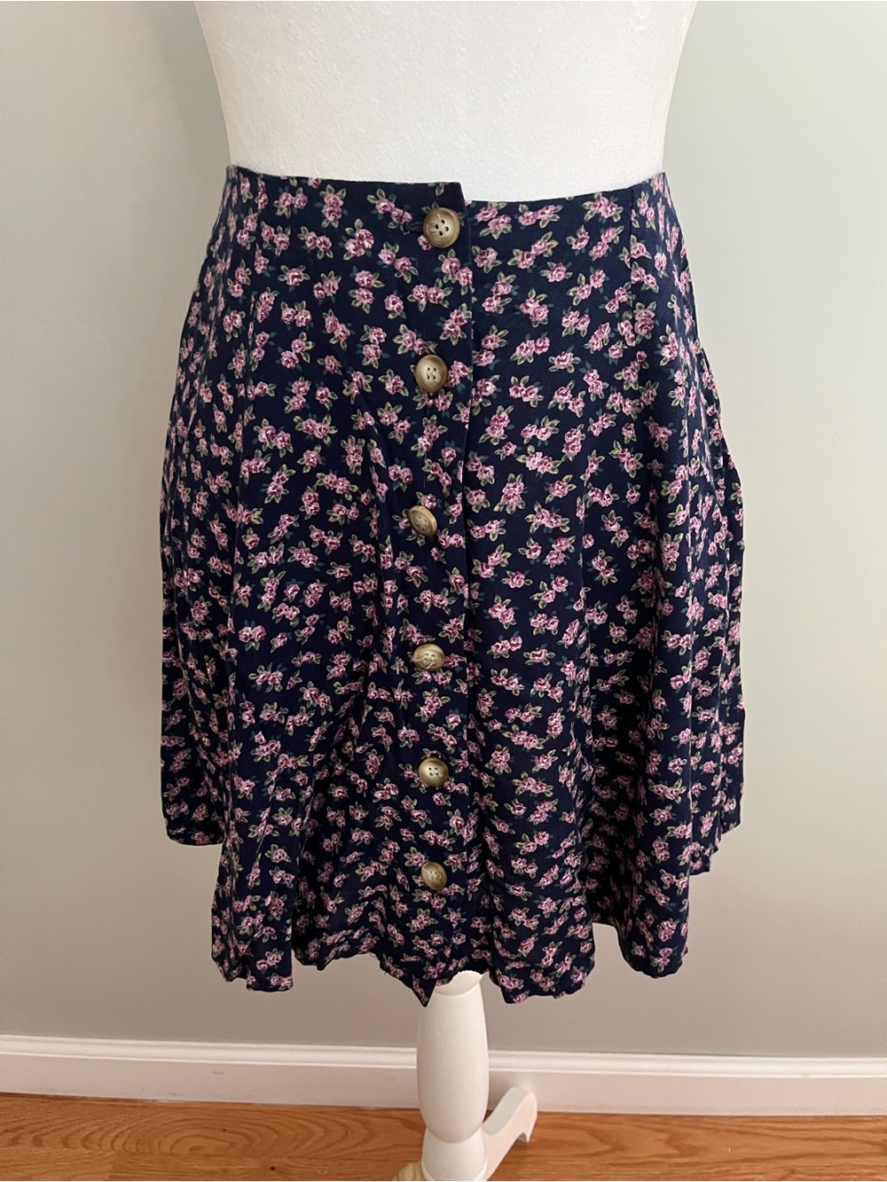 90s Jennifer Collins Floral button-down mini Skirt Whimsigoth Cottagecore